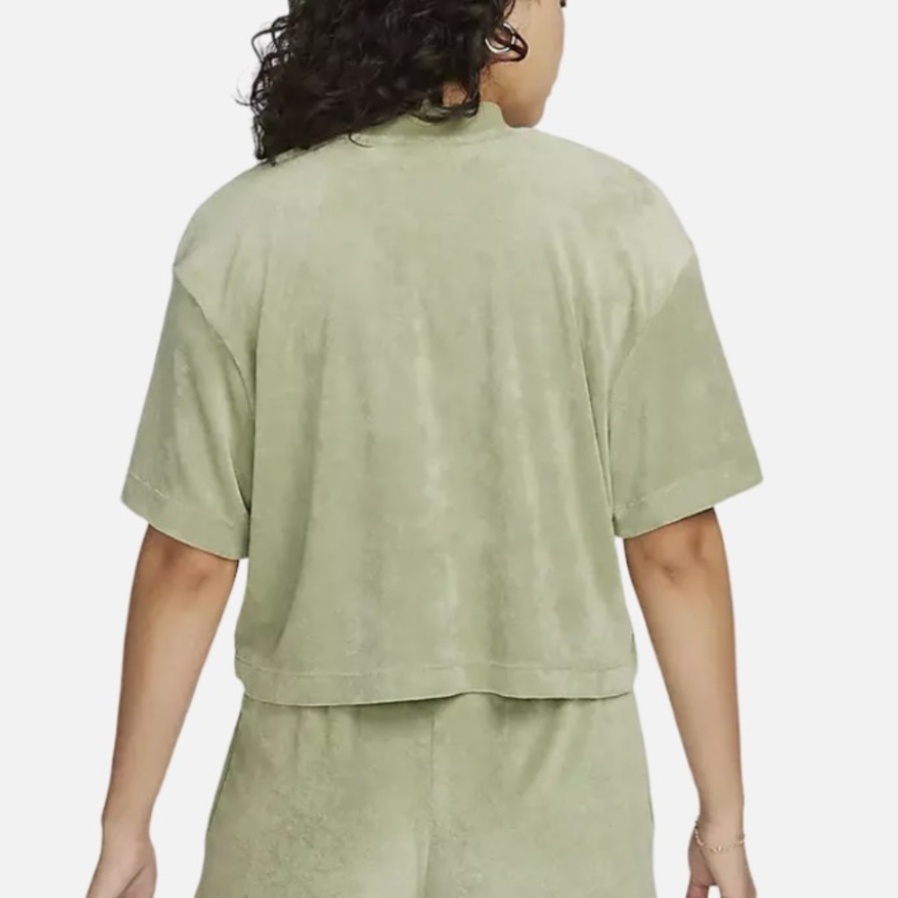 Nike Women's Mock-neck Short-sleeve Terry Top (Green/khaki) - Picture 2 of 8